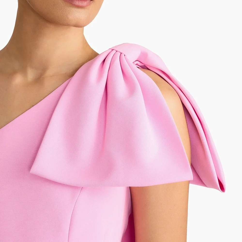 Wicked x Zac Posen Bow One-Shoulder Minidress in Blossom Pink Size 12 - Picture 4 of 14